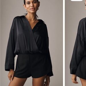 Maeve Elegant  Black shorts twofer Romper S NWOT